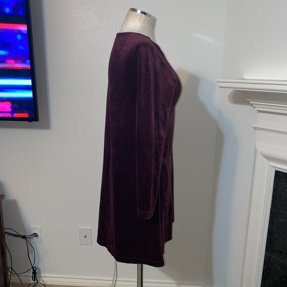 J. Jill Pure Jill Burgundy Velour Long Sleeve A-Line Shift Mini Dress Size XS - Picture 12 of 15